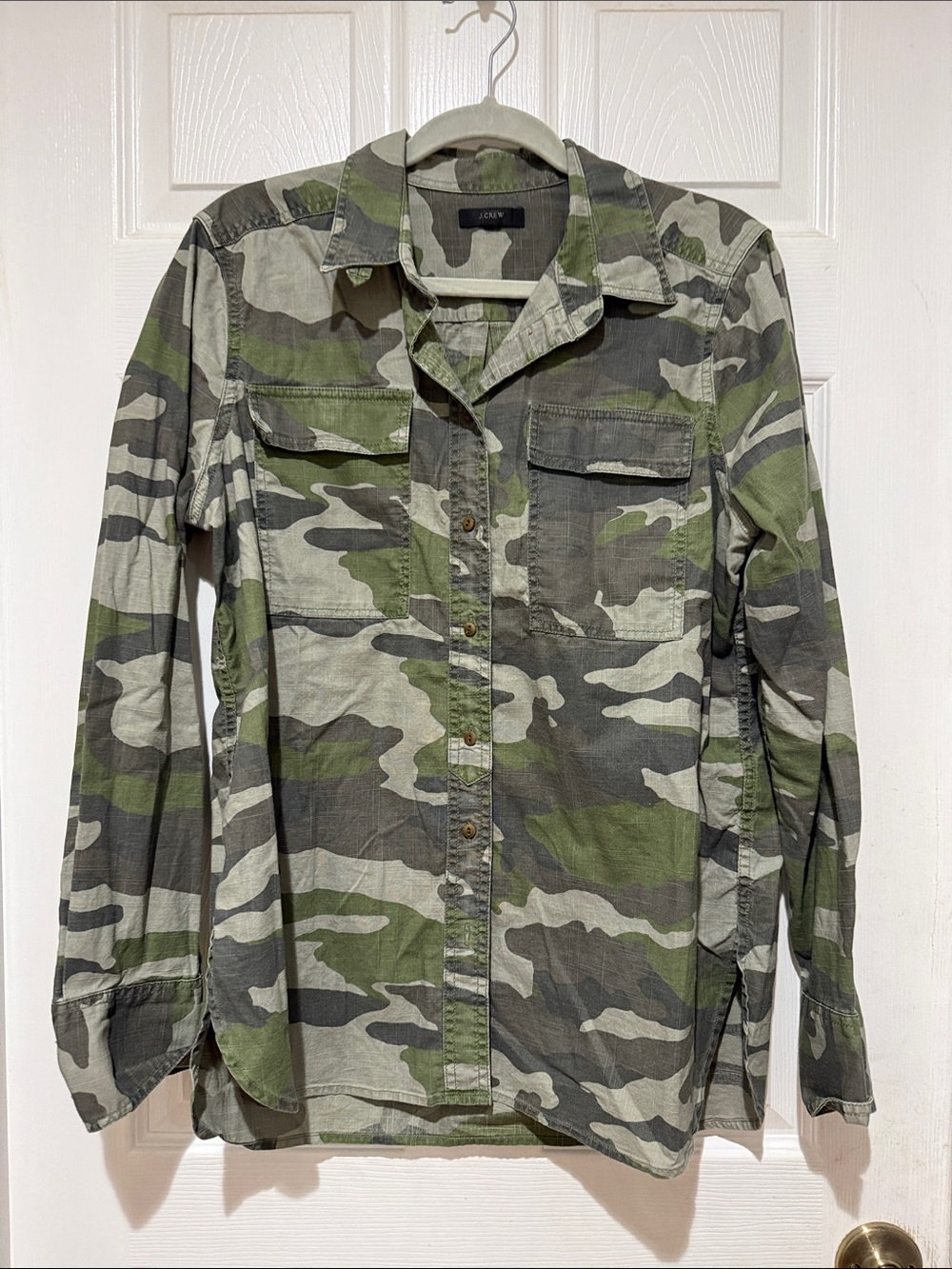 J. Crew Ladies Camouflage Button-Up Shirt Jacket - Green, Gray